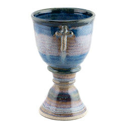 Holbrook Stoneware - Old Rugged Cross Stoneware (Ceramic) Chalice, Pastel Blue
