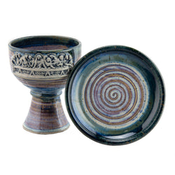 Holbrook Stoneware - Stoneware (Ceramic) Last Supper Chalice and Paten Set, Pastel Blue